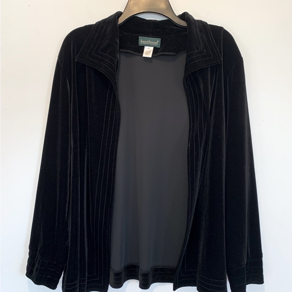 Harve Benard Black Velvet Open Front Cocktail Jacket Women’s 1X